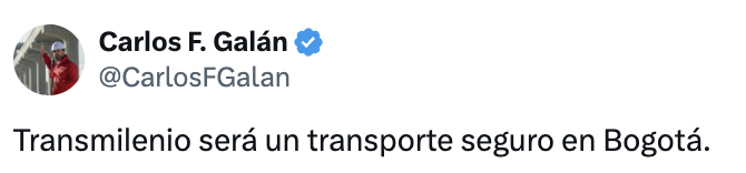 Imagen de una publicación del alcalde Galán en su  cuenta de X