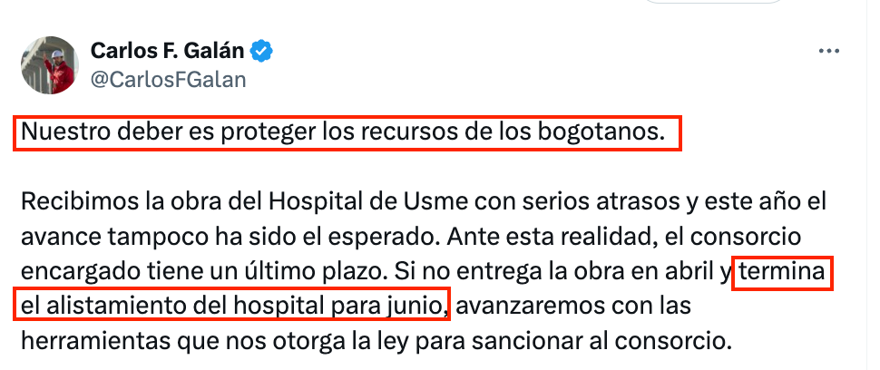 Tuit Alcalde Mayor de Bogotà