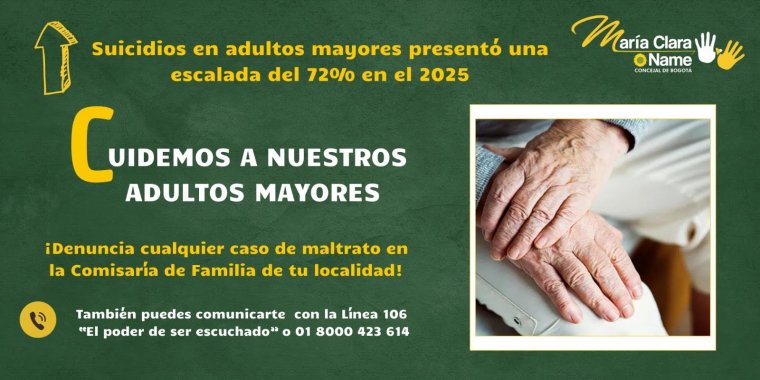<p>Suicidios en adultos mayores presentó una escalada del 72% en lo que va del 2025</p>