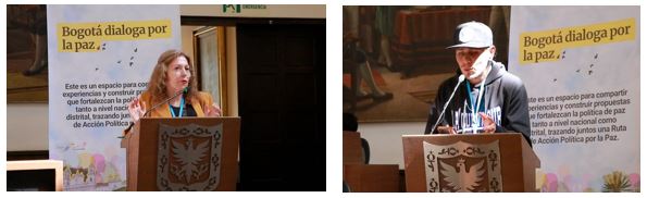 personas que hablan desde el atril en el recinto los comuneros 