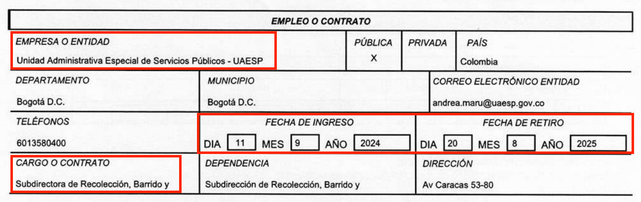 documento titulado "empleo o contrato