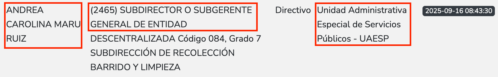 imagen que muestra en un cuadro el nombre de "Andrea Carolina Maru Ruiz