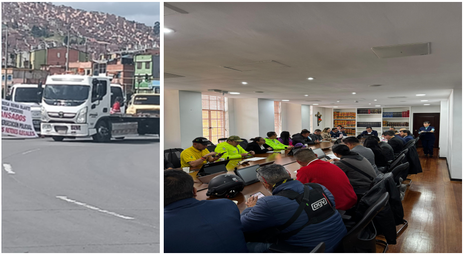 Foto movilización y mesa de trabajo conductores
