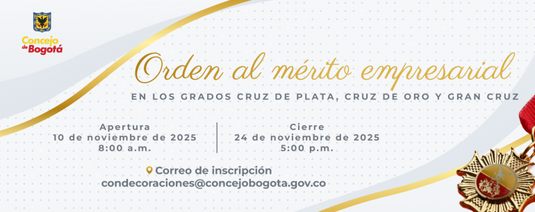 <p>Convocatoria Orden al Mérito Empresarial en los grados Cruz de Plata, Cruz de Oro y Gran Cruz 2025</p>