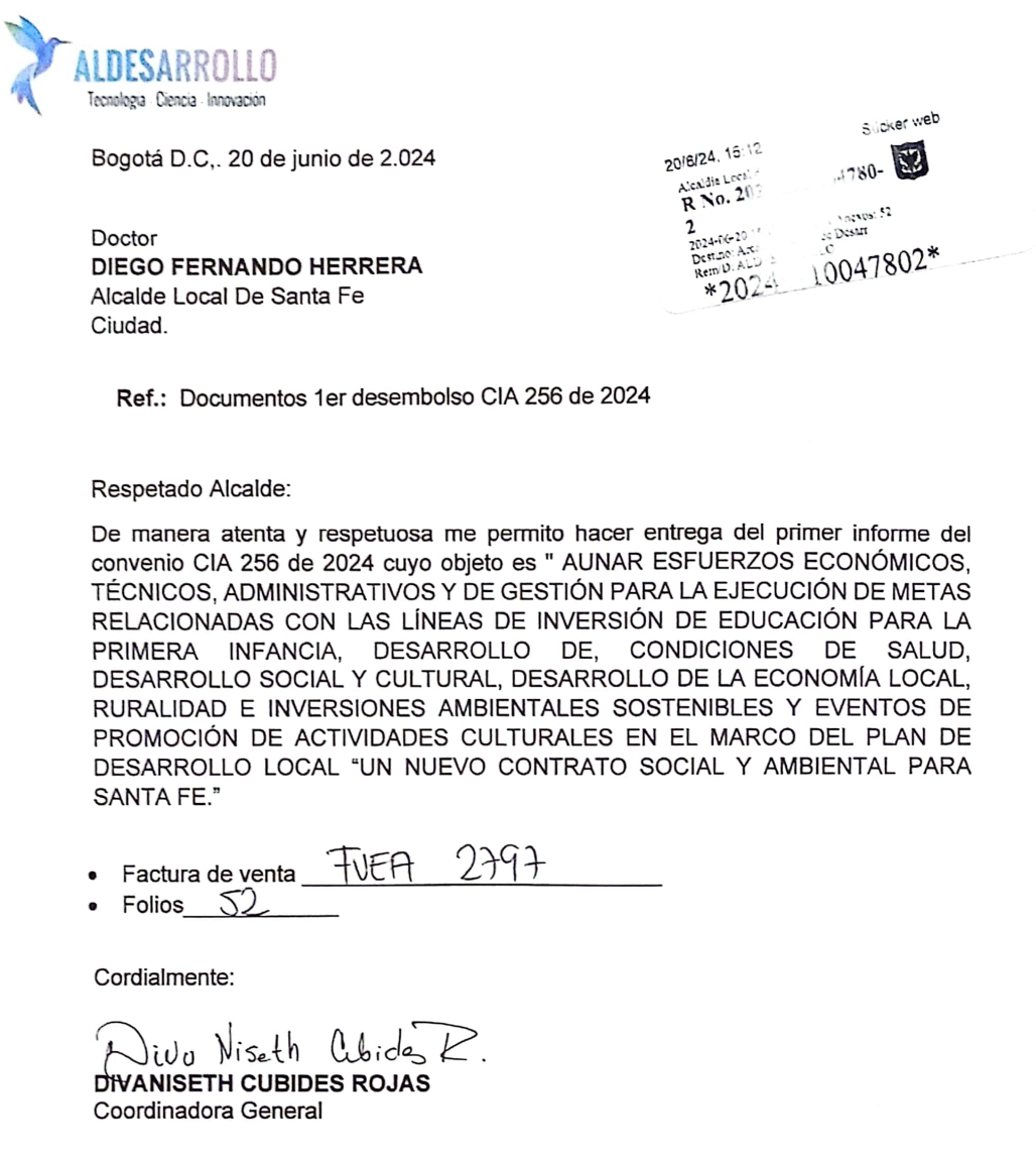 Imagen de carta dirigida a Diego Fernando Herrera