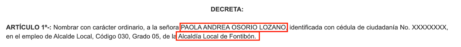 imagen del decreto donde está la información del titulo "Decreta