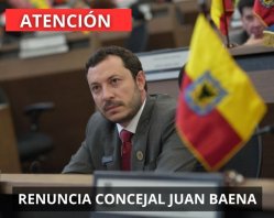 Concejal Juan Baena renuncia a su curul en el Concejo de Bogotá
