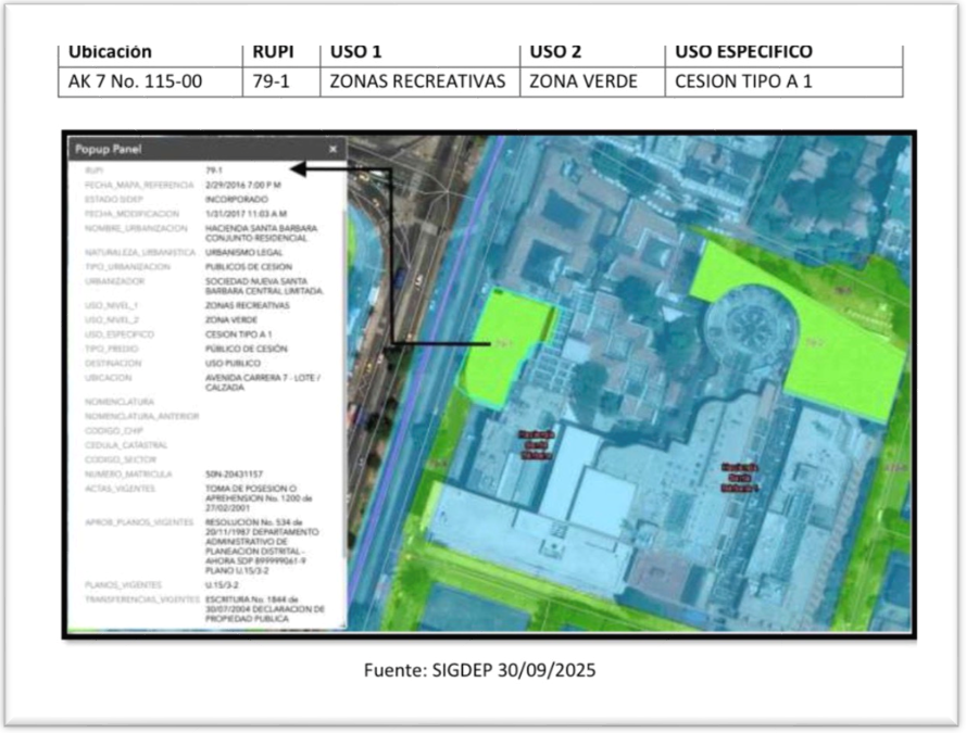Imagen mapa oficial del espacio público de Hacienda Santa Bárbara. SIGDEP