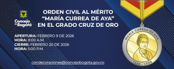 Orden Civil al Mérito María Currea de Aya 2026
