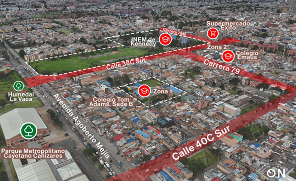 Imagen satelital de la localidad de Kennedy 