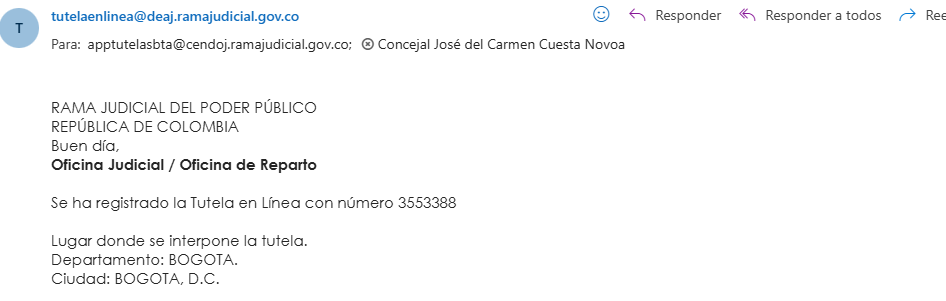 Imagen de encabezado de la tutela radicada