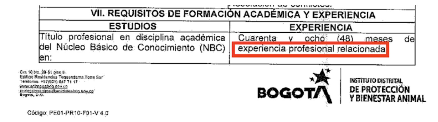 Ajuste requisitos manual de funciones director del Instituto Distrital de Protección y Bienestar Animal