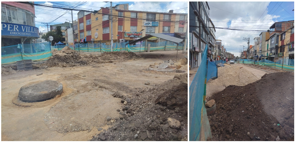 En esta foto obras en la vía - abandono de obra