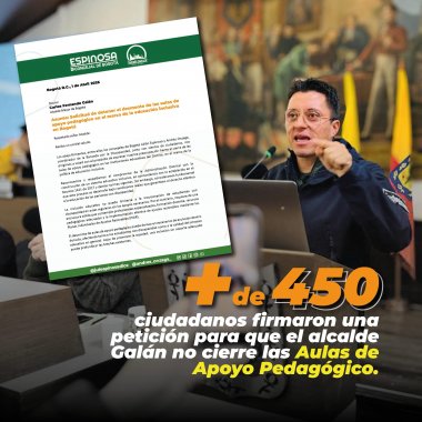 <p>Más de 450 ciudadanos piden al alcalde Galán detener el desmonte de las aulas de apoyo pedagógico en Bogotá</p>