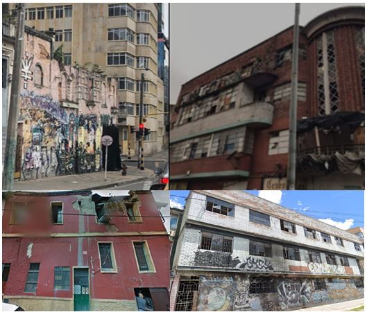 Segundo grupo de imágenes en la que se aprencia 4 predios abandonados 