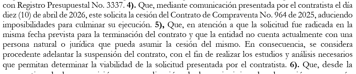 Imagen del acta de suspensión