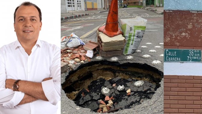 <p>Gigantesco hueco pone en riesgo a más de 1.500 estudiantes en Kennedy, denunció el concejal Rubén Torrado</p>