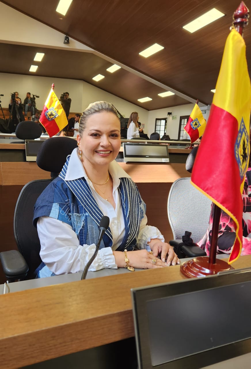 En esta fotografía la concejal Rocio en su curul del Recinto los Comuneros 