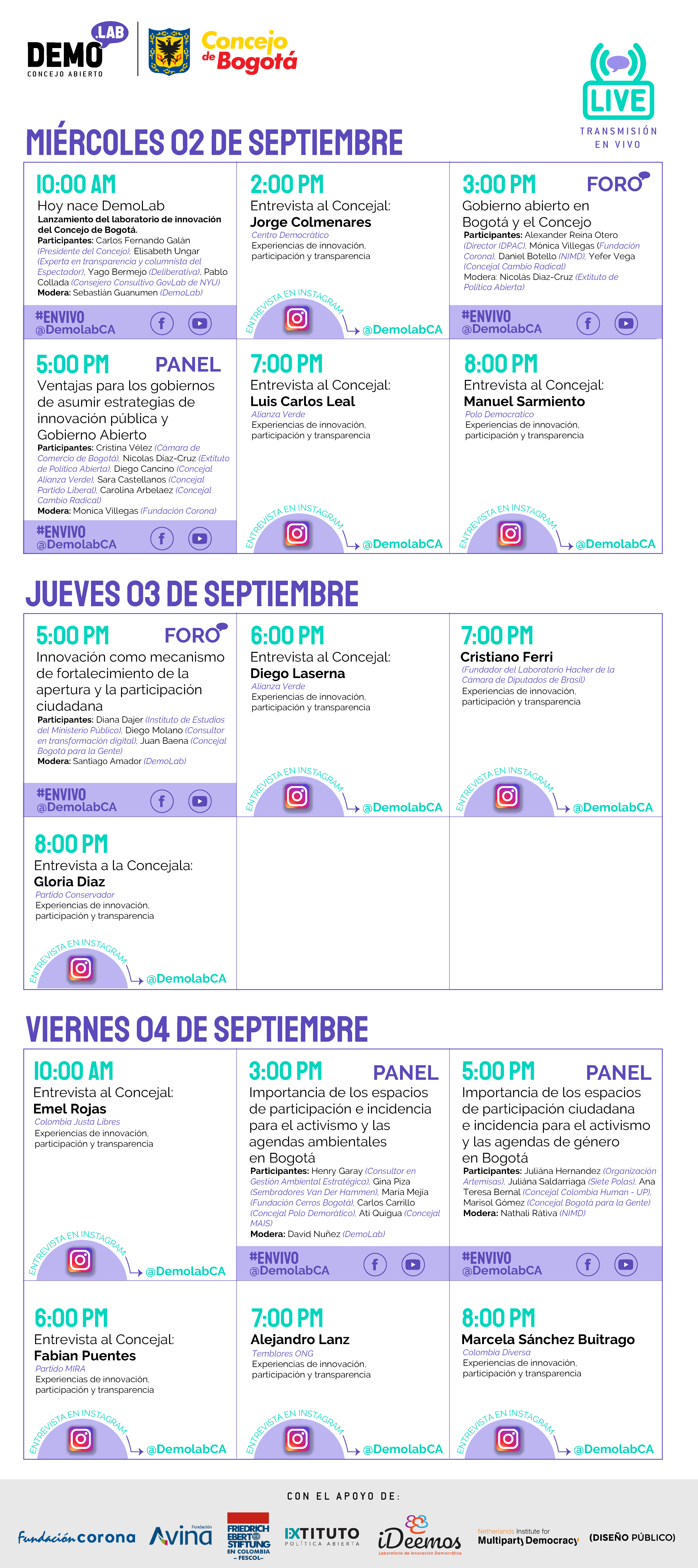 cronograma primera semana septiembre